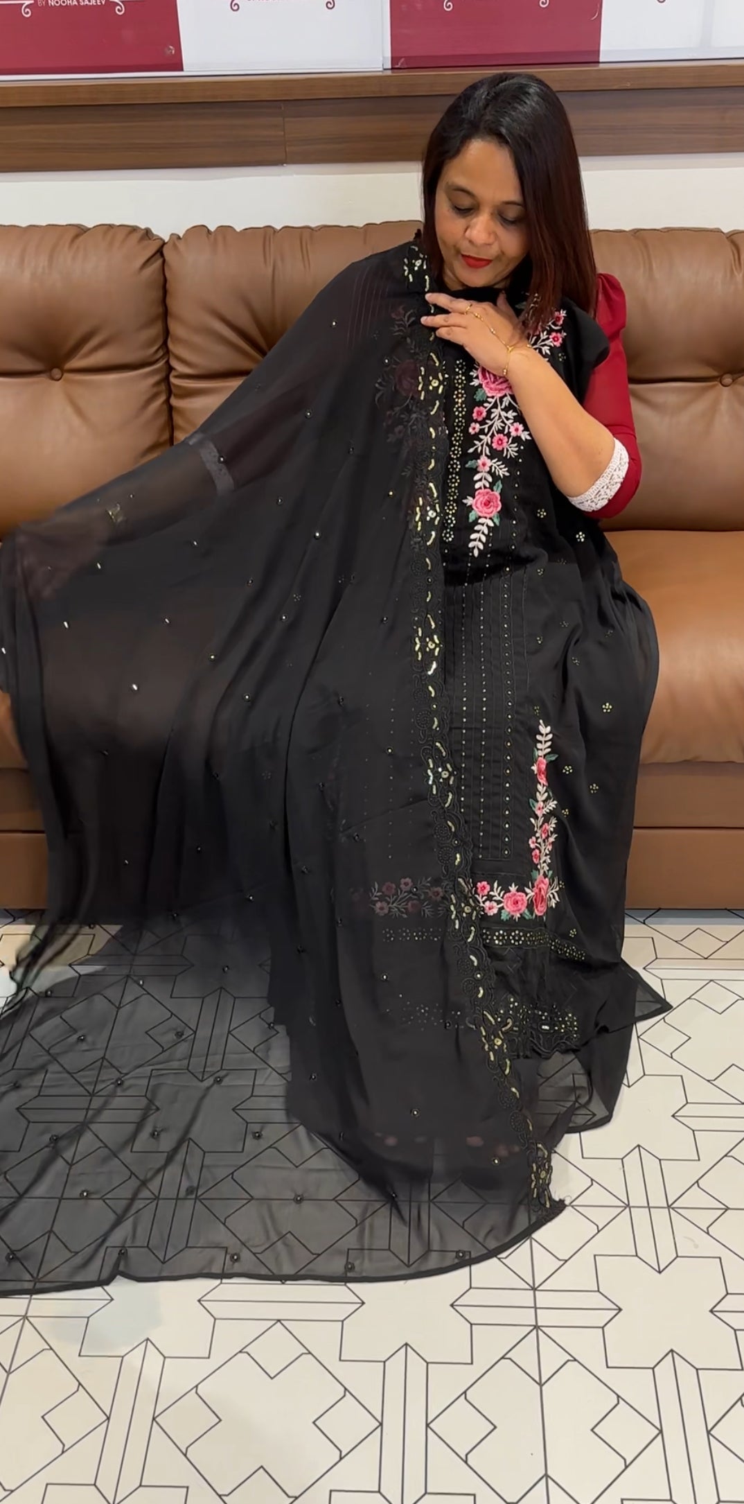 FAUX GEORGETTE UNSTITCHED SALWAR SUITS - IHA 9777