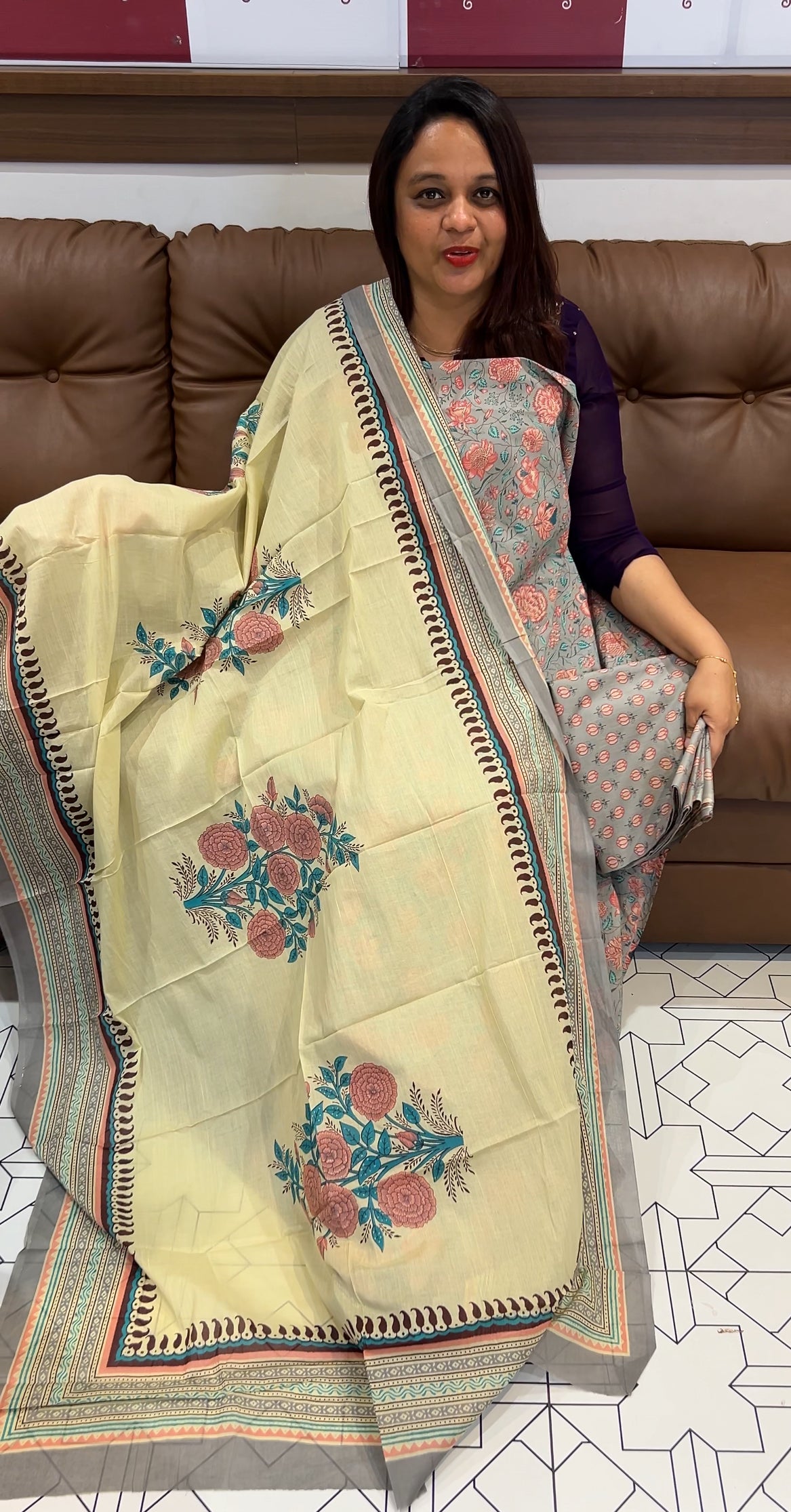 COTTON PRINTED UNSTITCHED SALWAR SUITS - IHA 9789