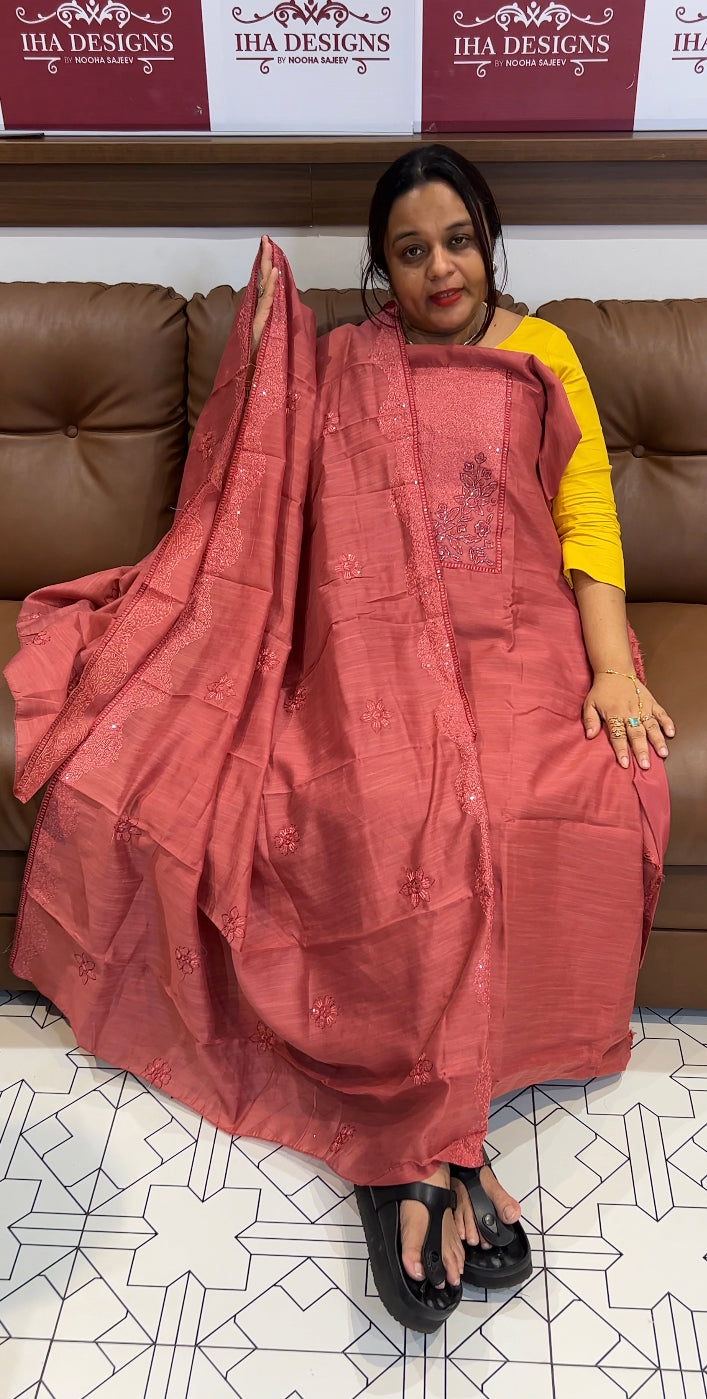 SEMI TUSSUR UNSTITCHED SALWAR SUIT - IHA 8593