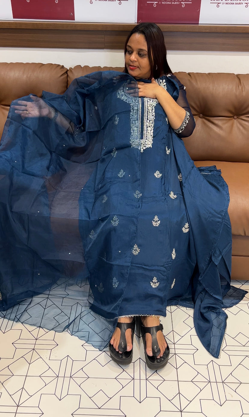 PLATINUM CHIFFON UNSTITCHED SALWAR SUITS - IHA 8232