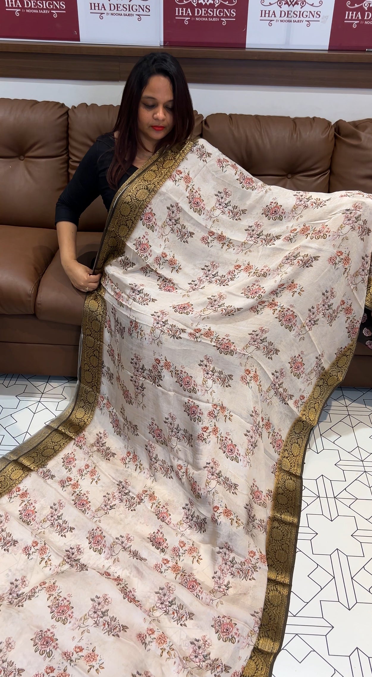 PRINTED CRAPE SILK SAREES - IHA 9653