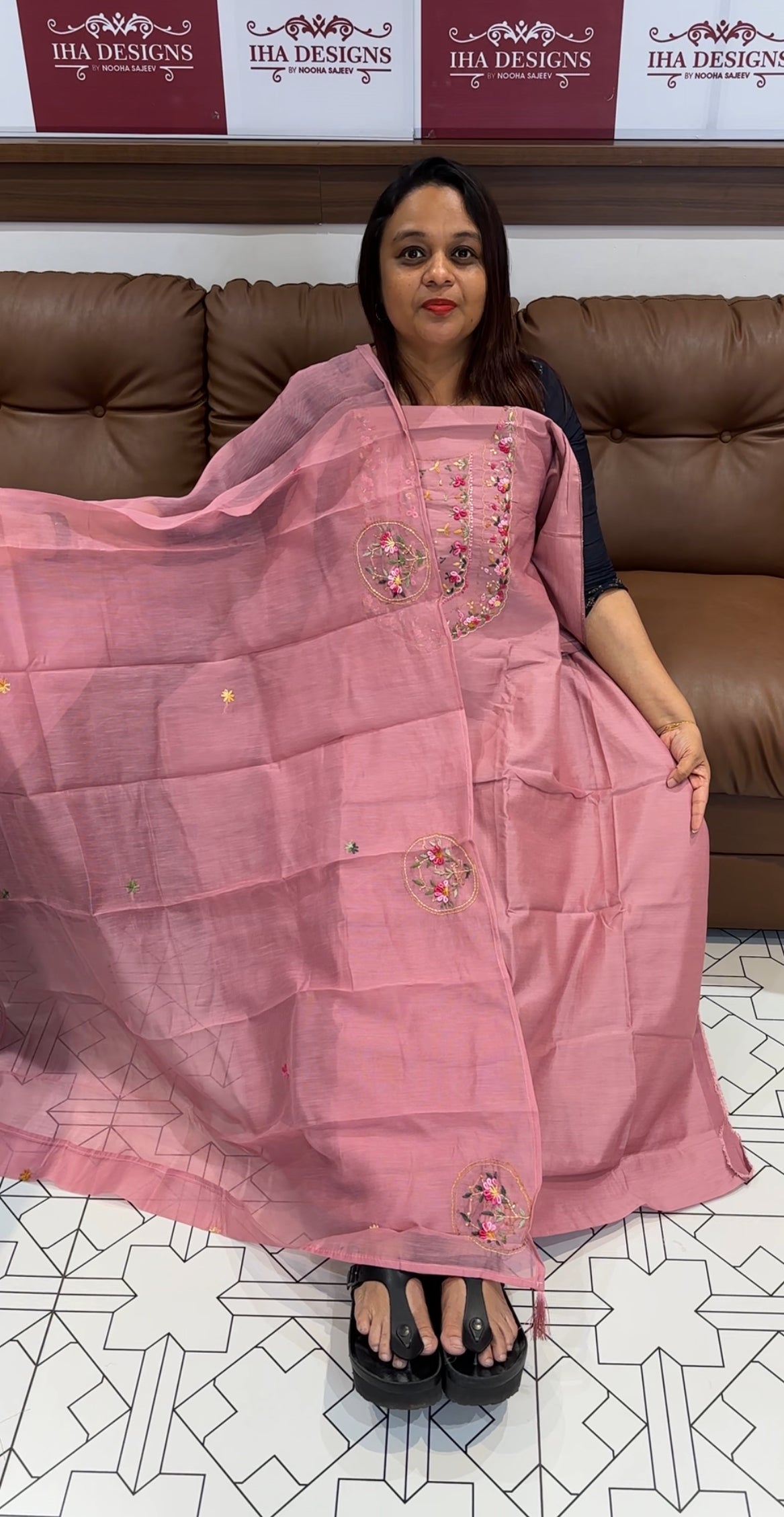 SILK CHANDERI UNSTITCHED SALWAR SUITS - IHA 9860