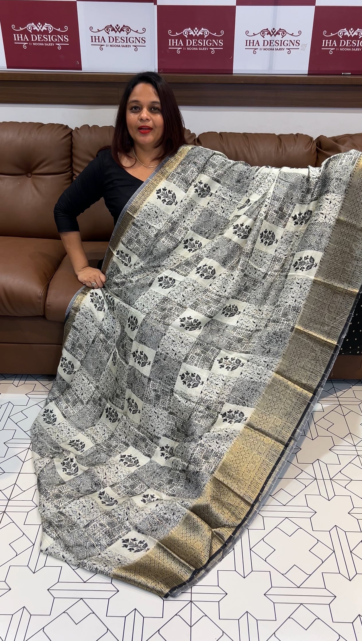 PRINTED CRAPE SILK SAREES - IHA 9653