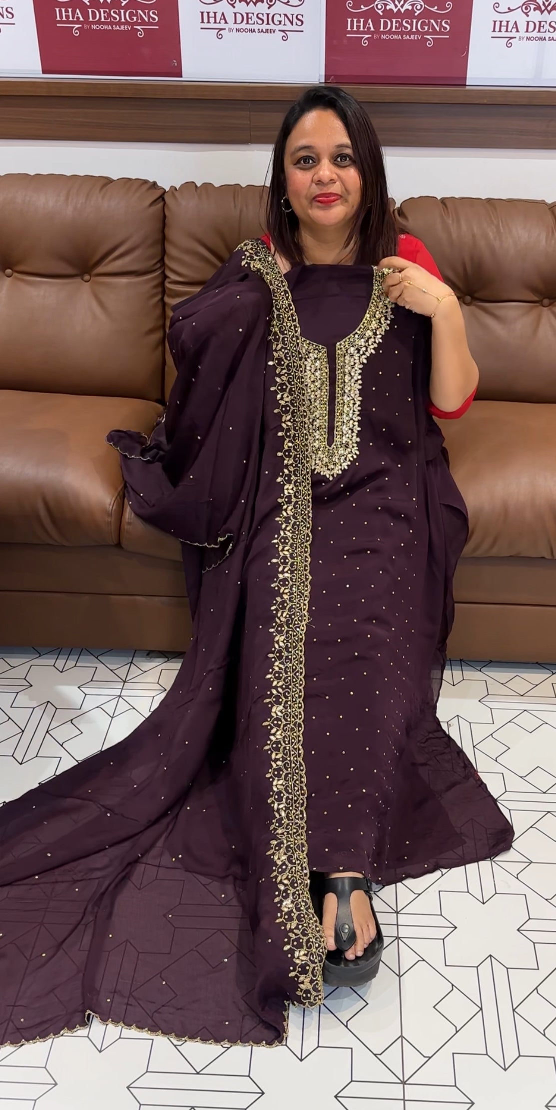PLATINUM CHIFFON UNSTITCHED SALWAR SUIT - IHA 9635