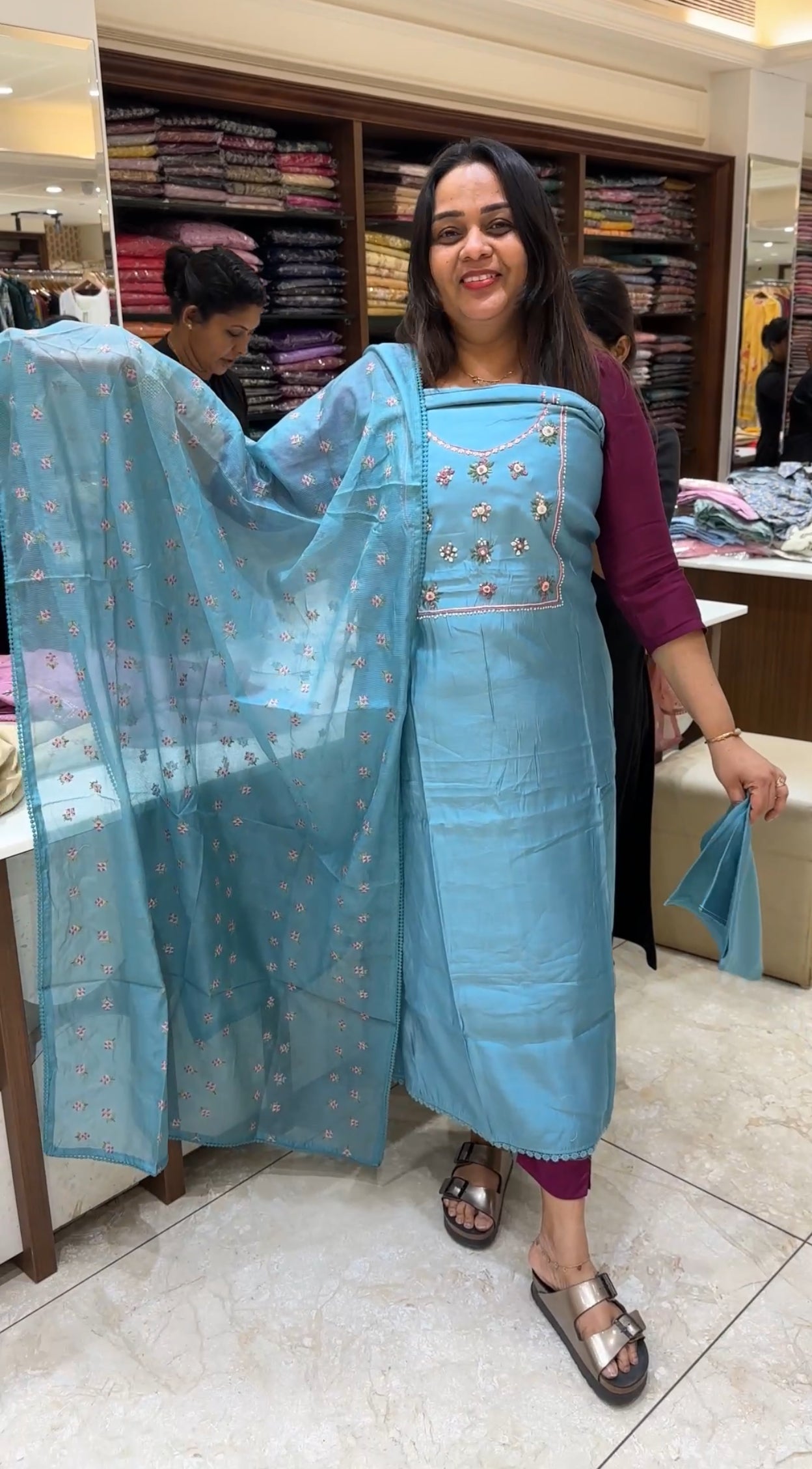 BANARASI CHANDERI UNSTITCHED SALWAR SUITS - IHA 22216