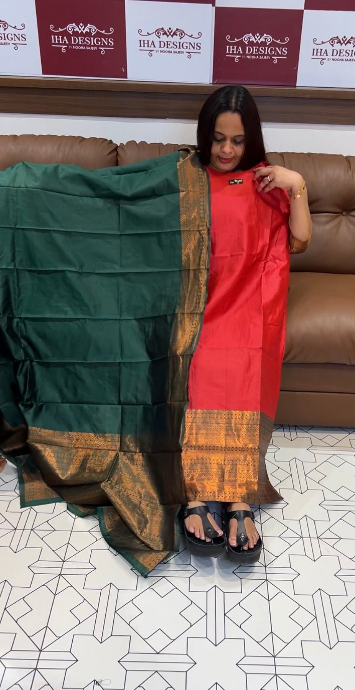 SILK STRAIGHT TOP AND DUPATTA - IHA 8350