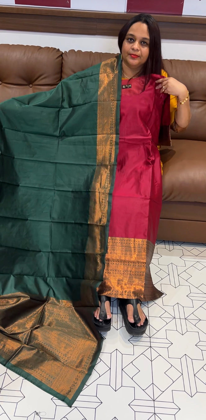 SILK STRAIGHT TOP AND DUPATTA - IHA 8350