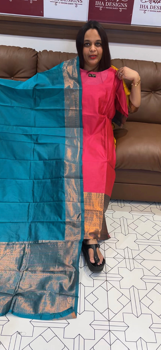 SILK STRAIGHT TOP AND DUPATTA - IHA 8350