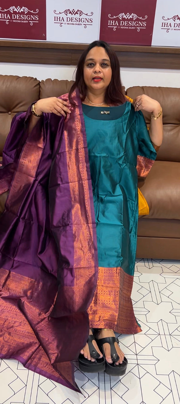 SILK STRAIGHT TOP AND DUPATTA - IHA 8350