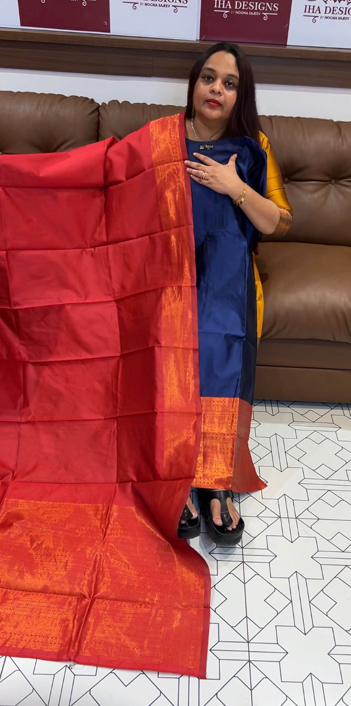 SILK STRAIGHT TOP AND DUPATTA - IHA 8350
