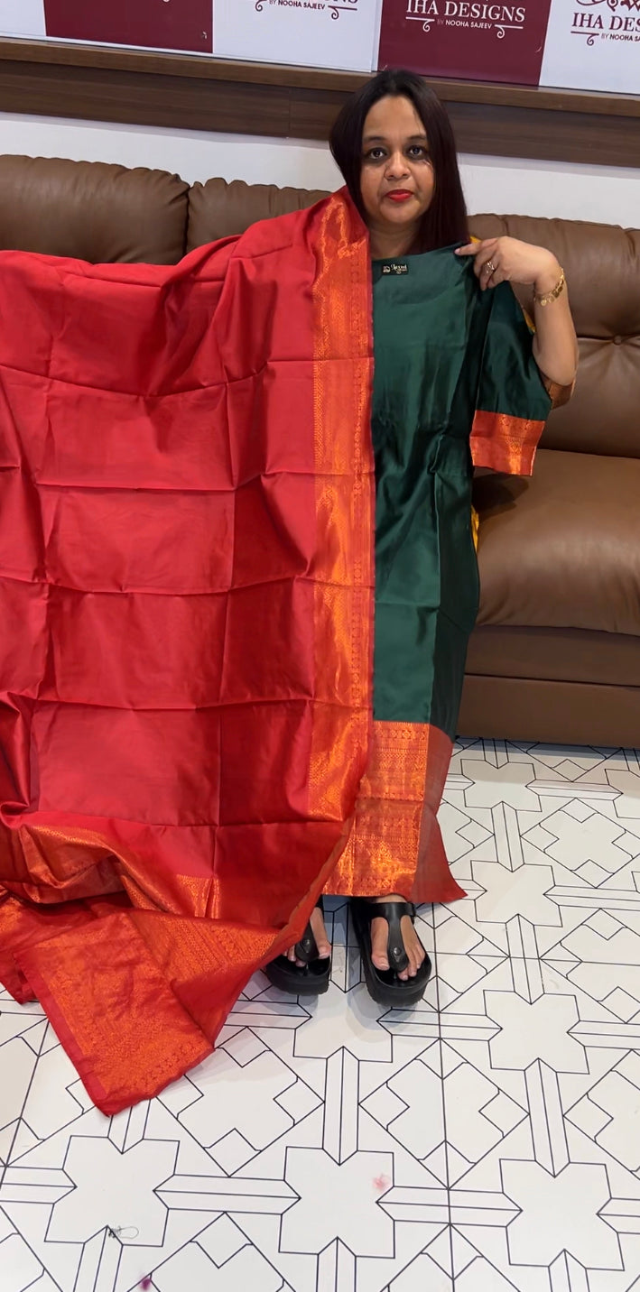 SILK STRAIGHT TOP AND DUPATTA - IHA 8350