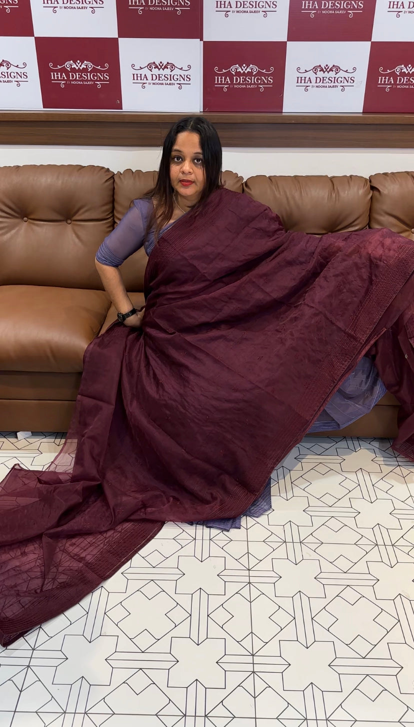 DESIGNER ORGANZA EMBROIDERED SAREES - IHA 9581