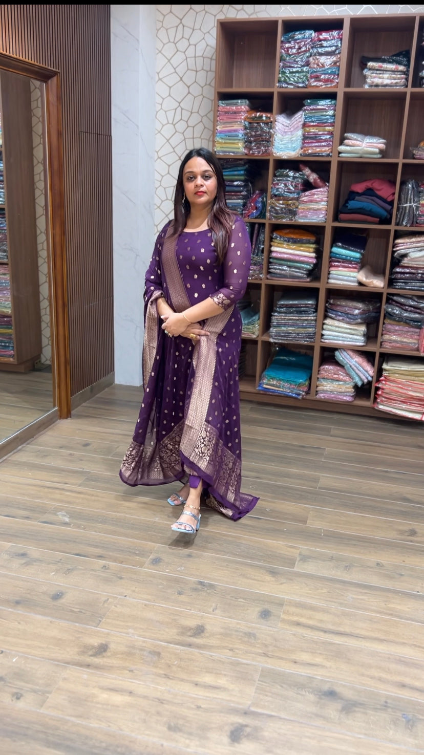 FORWARDED VISCOSE GEORGETTE UNSTITCHED SALWAR SUITS - IHA 8212