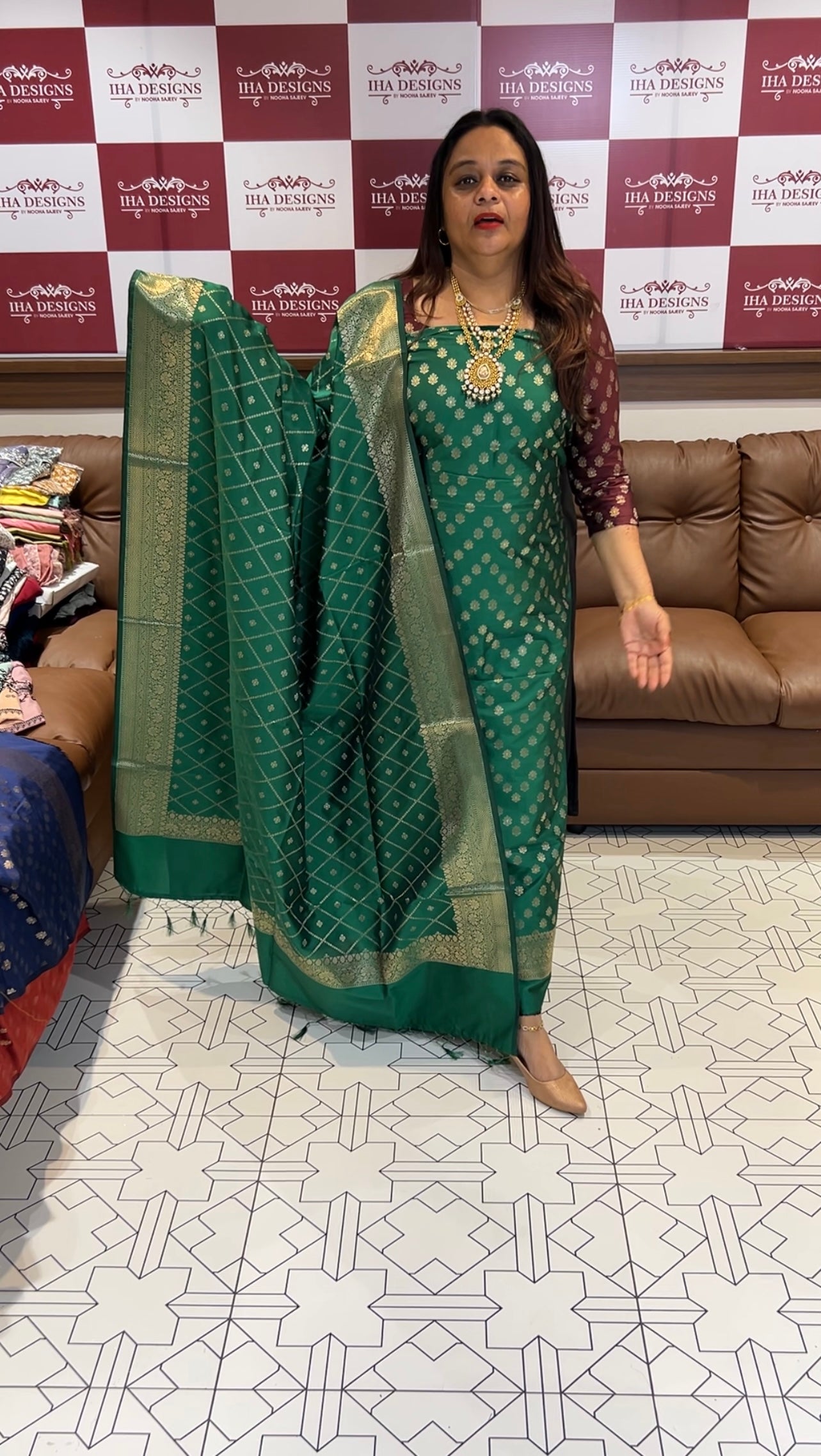 BANARASI UNSTITCHED SALWAR SUITS COLLECTIONS - IHA 6395