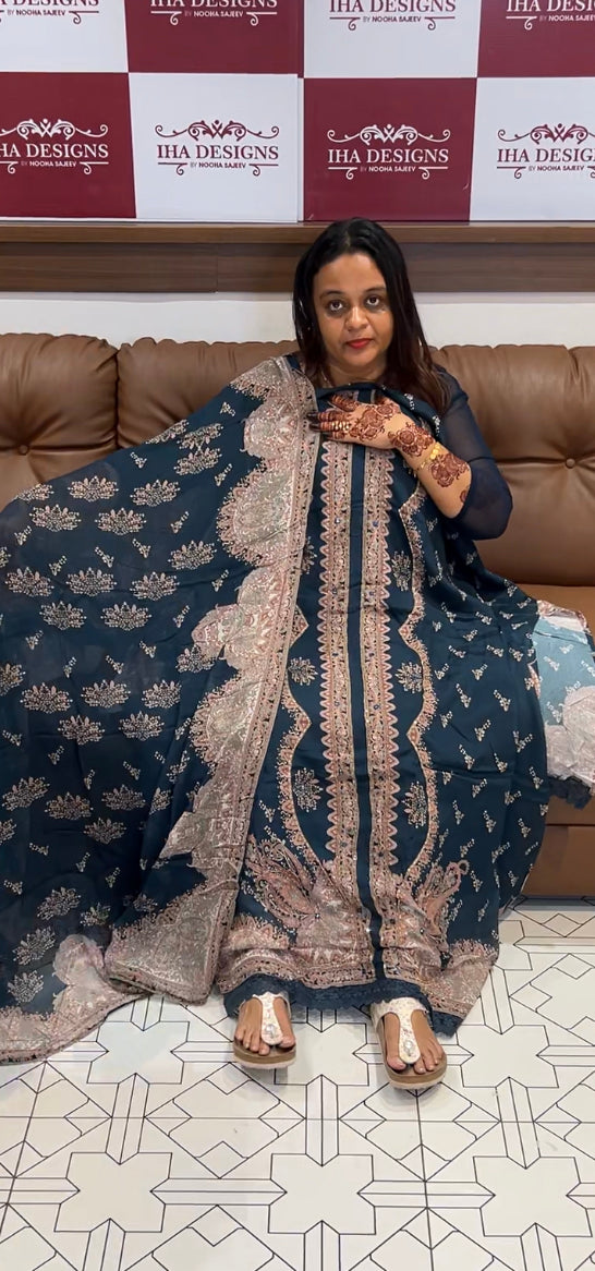 DIGITAL PRINTED CRAPE SILK UNSTITCHED SALWAR SUITS - IHA 8512