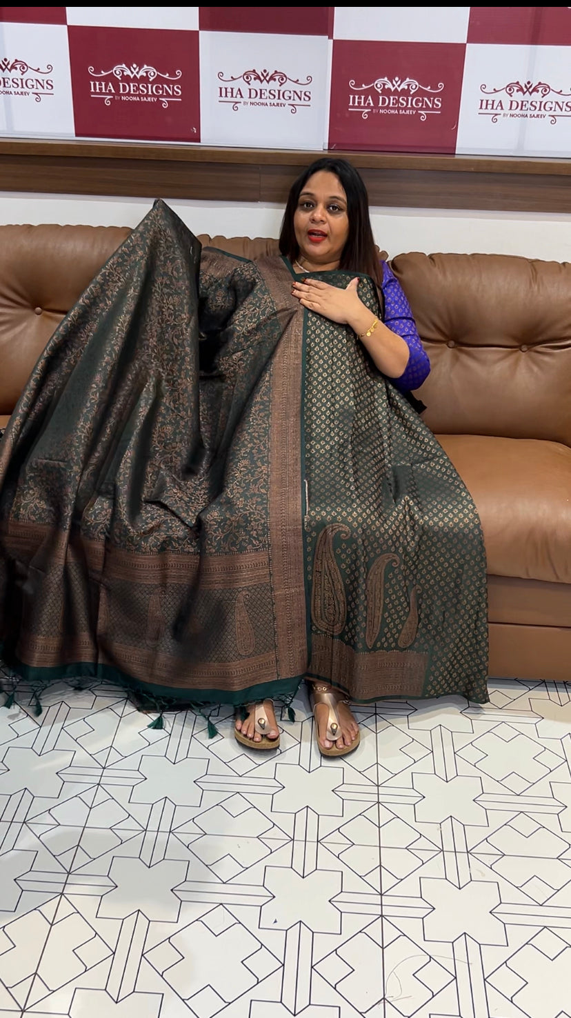 DESIGNER BANARASI KATAN UNSTITCHED SALWAR SUITS - IHA 8443