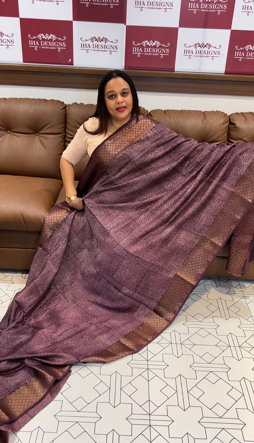 BLOCK PRINTED BANARASI CHANDERI SAREES - IHA 6488