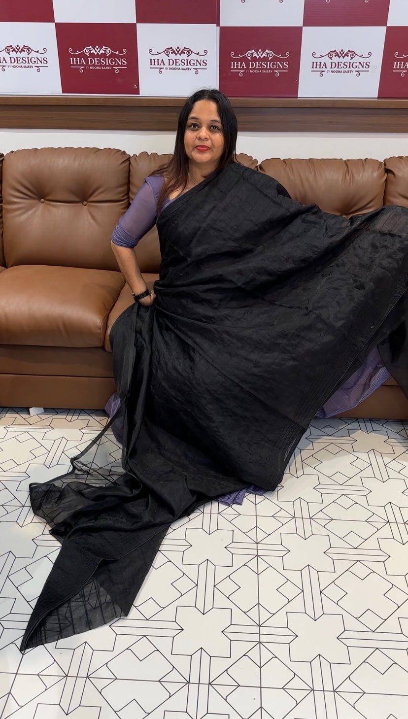 DESIGNER ORGANZA EMBROIDERED SAREES - IHA 9581