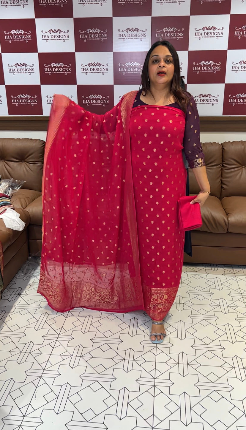 FORWARDED VISCOSE GEORGETTE UNSTITCHED SALWAR SUITS - IHA 8212