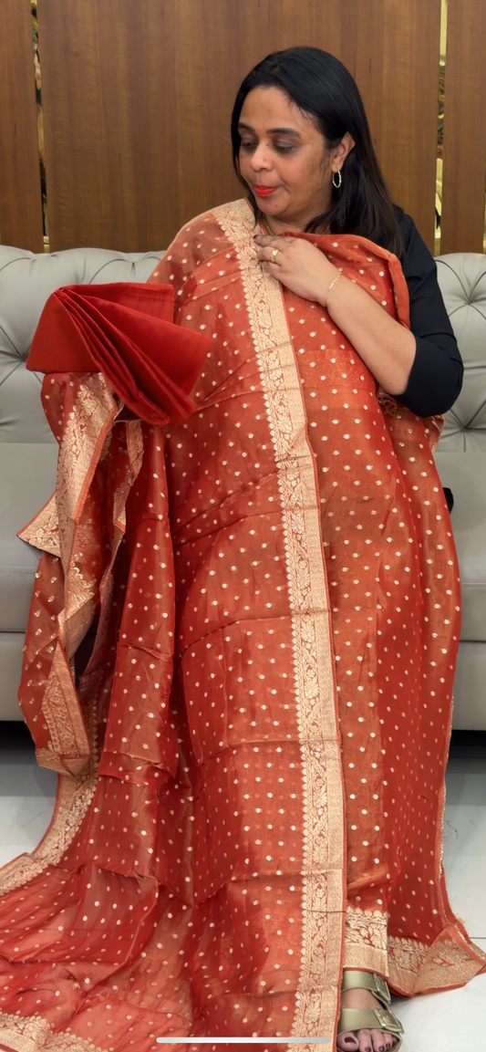 BANARASI TISSUE UNSTITCHED SALWAR SUITS - IHA 29796