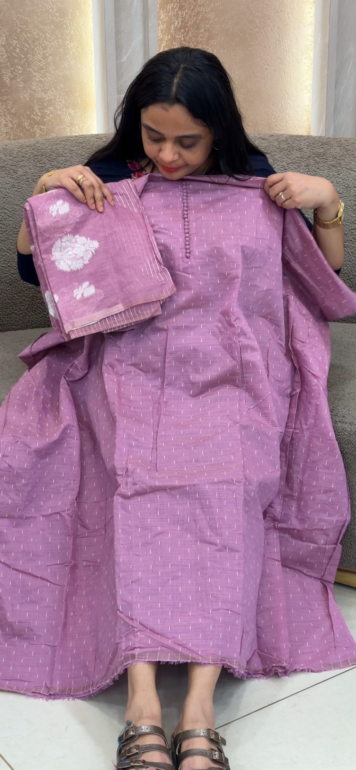 SEMI JAMDANI UNSTITCHED SALWAR SUITS - IHA 35863