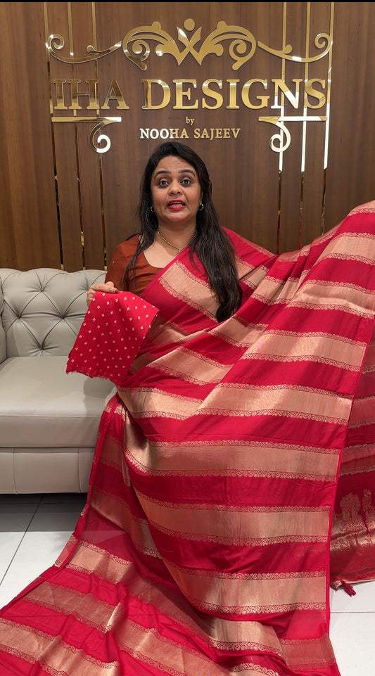 SEMI BANARASI SAREES - IHA 25017