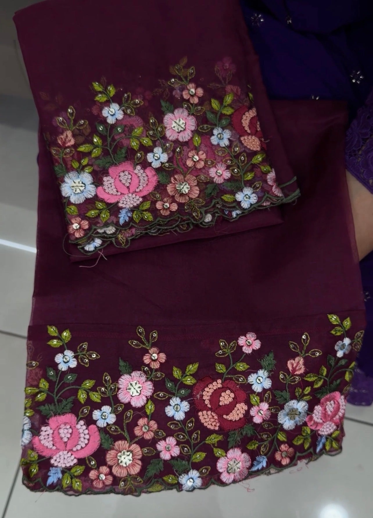 NYLON ORGANZA UNSTITCHED SALWAR SUITS - IHA 33899