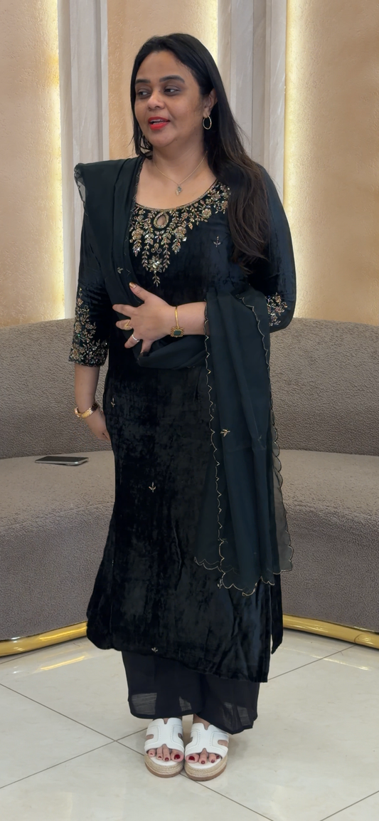VISCOSE VELVET UNSTITCHED SALWAR SUITS - IHA 33353