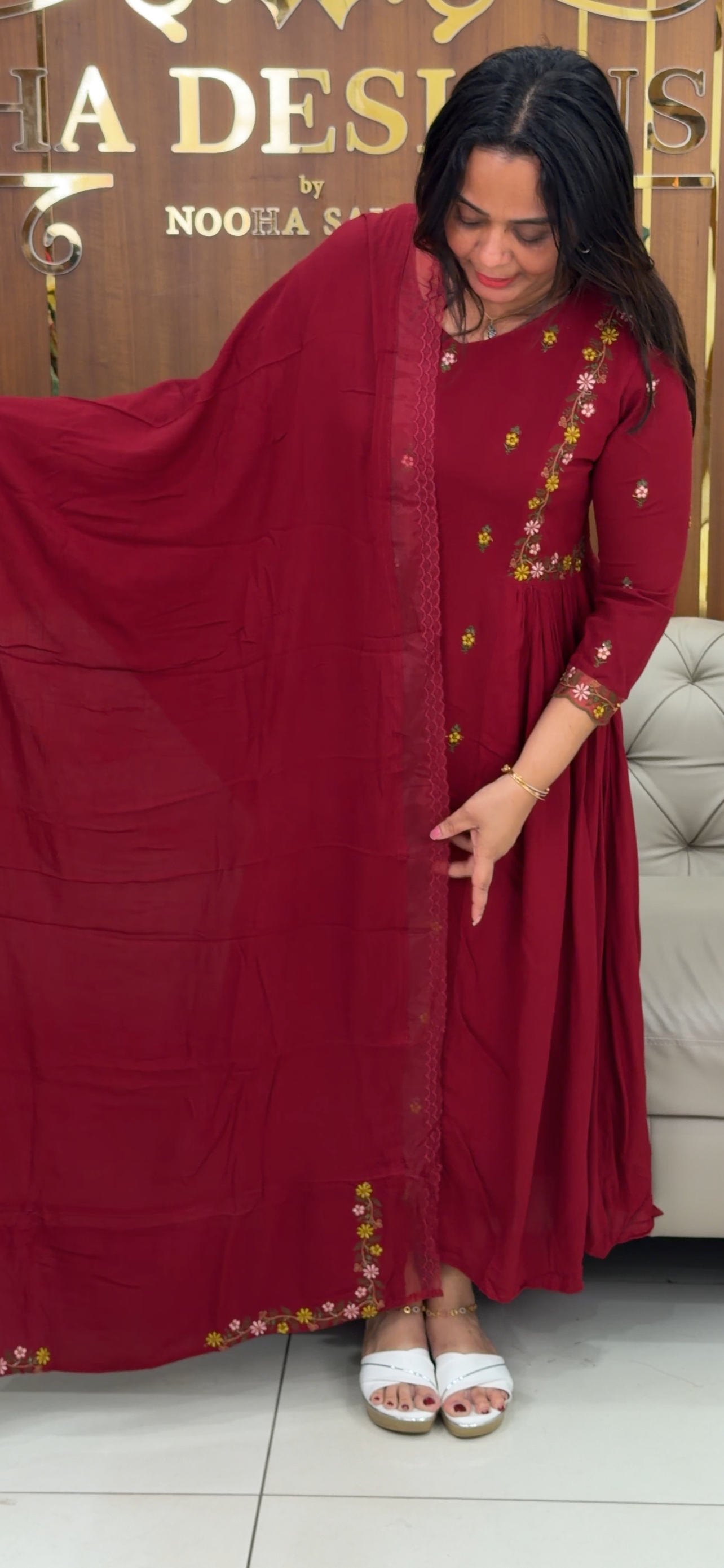 CRUSHED RAYON TOP, BOTTOM AND DUPATTA - IHA 29314