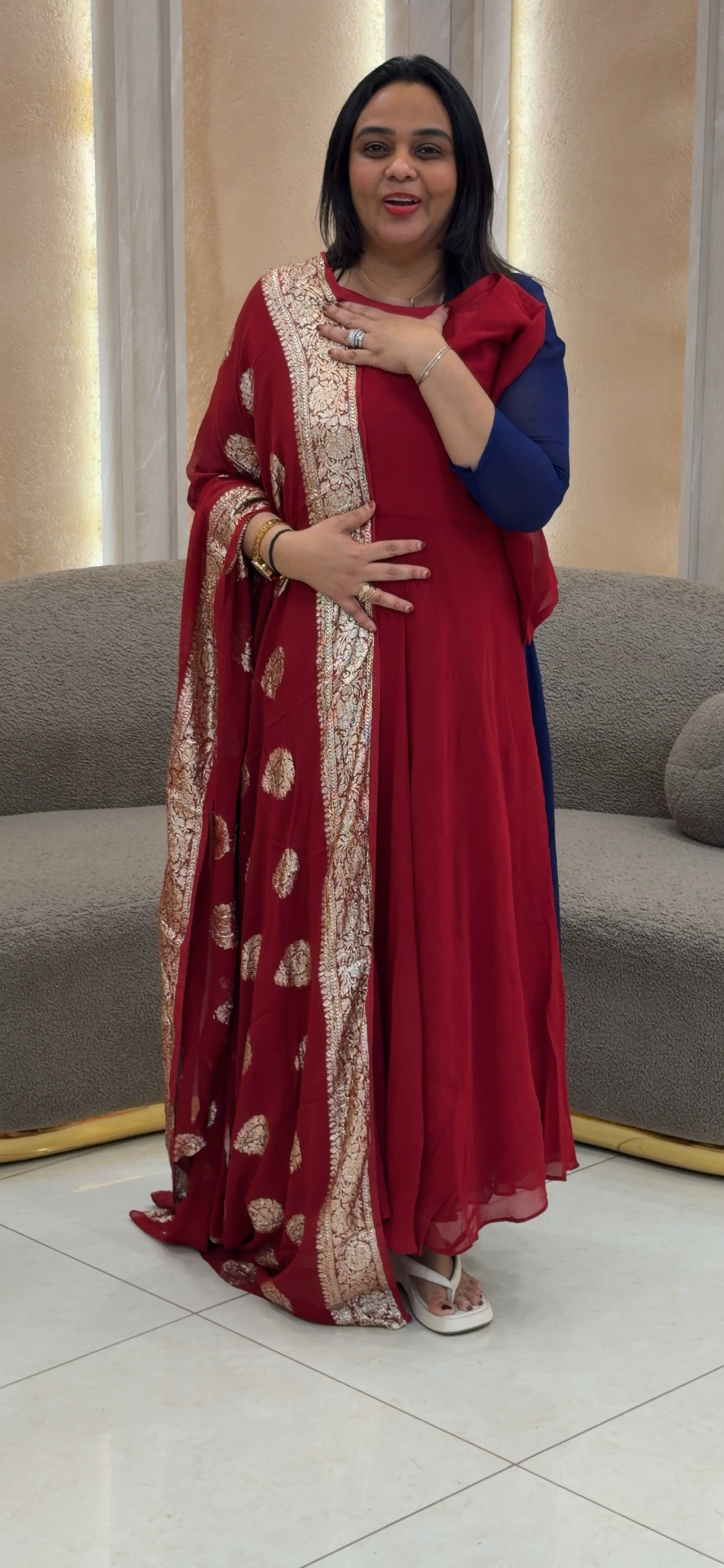 IHA'S IN- HOUSE VISCOSE ANARKALI TOP AND DUPATTA - IHA 32204