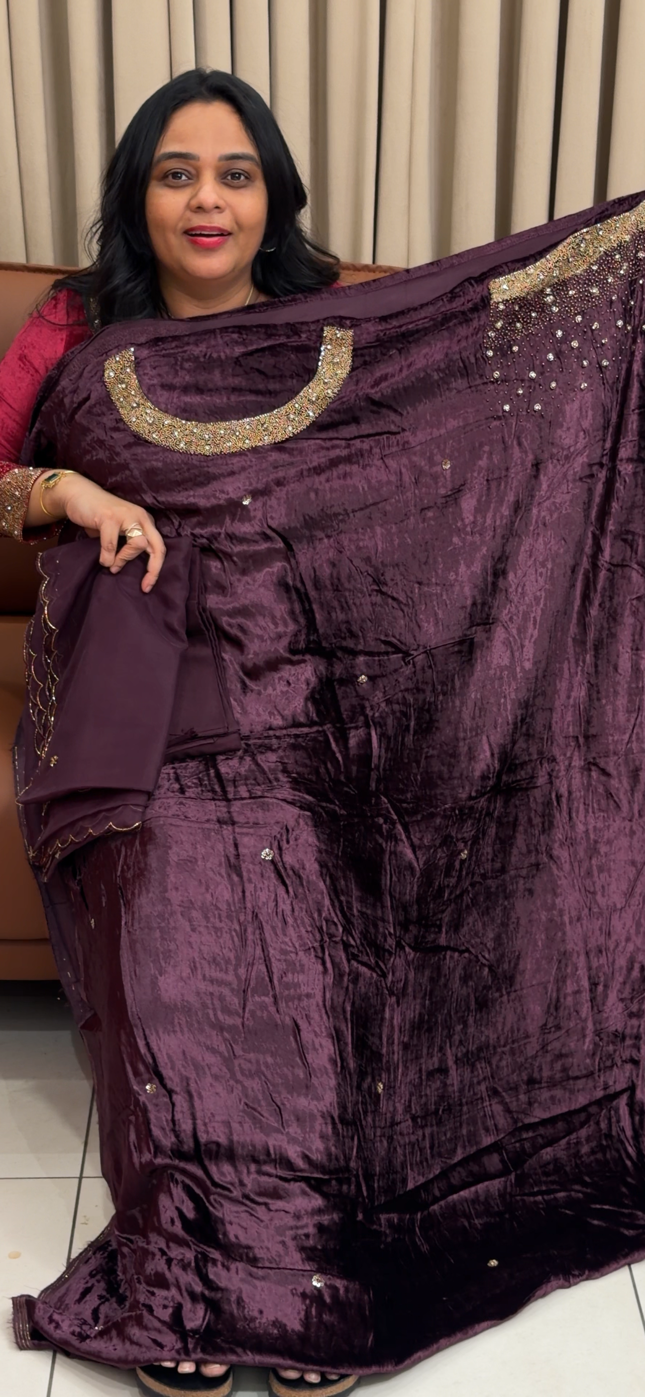 VISCOSE VELVET UNSTITCHED SALWAR SUITS - IHA 35053