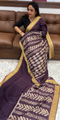 PRINTED SEMI TUSSUR SILK SAREES - IHA 17627