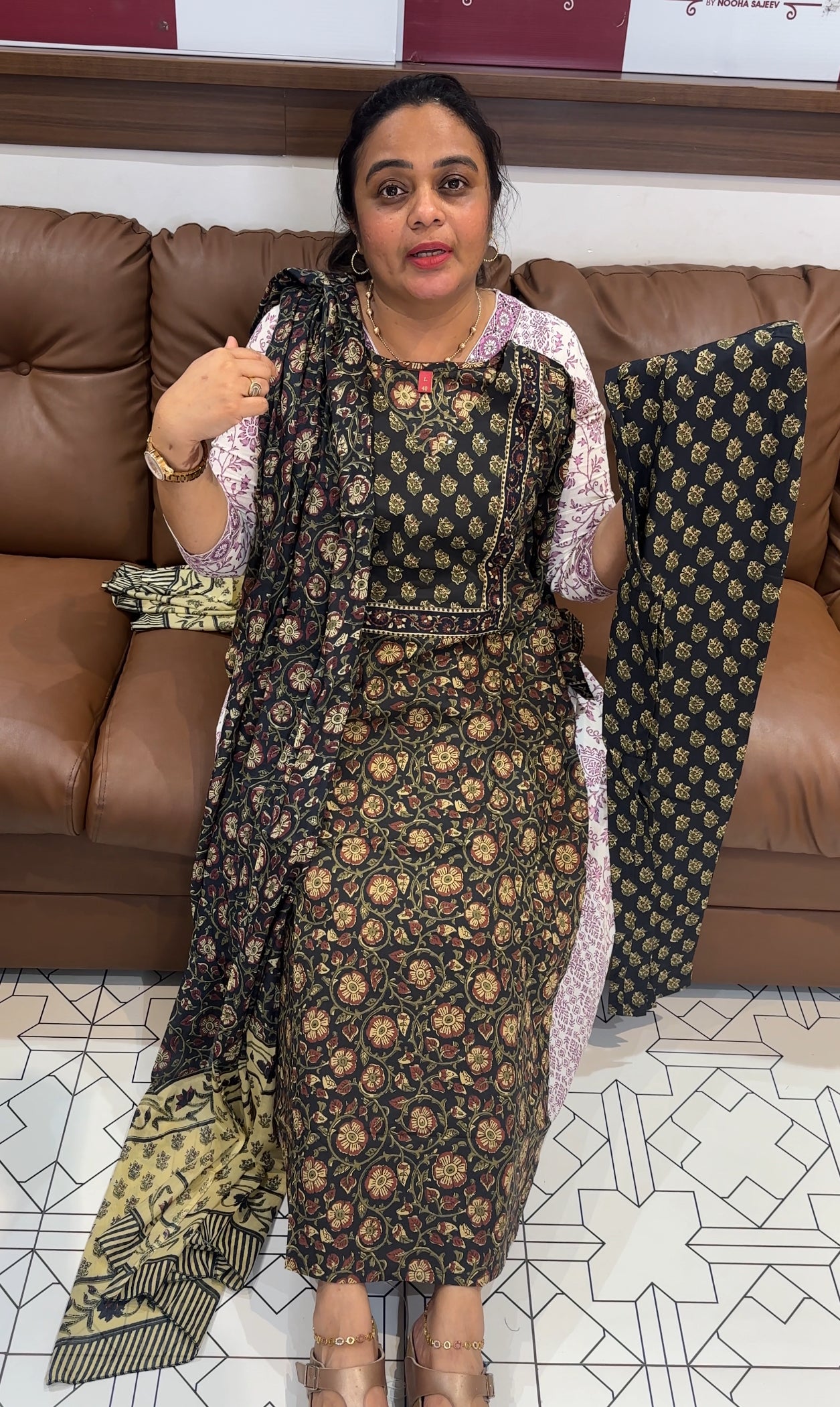 PRINTED COTTON TOP, BOTTOM AND DUPATTA - IHA 30762