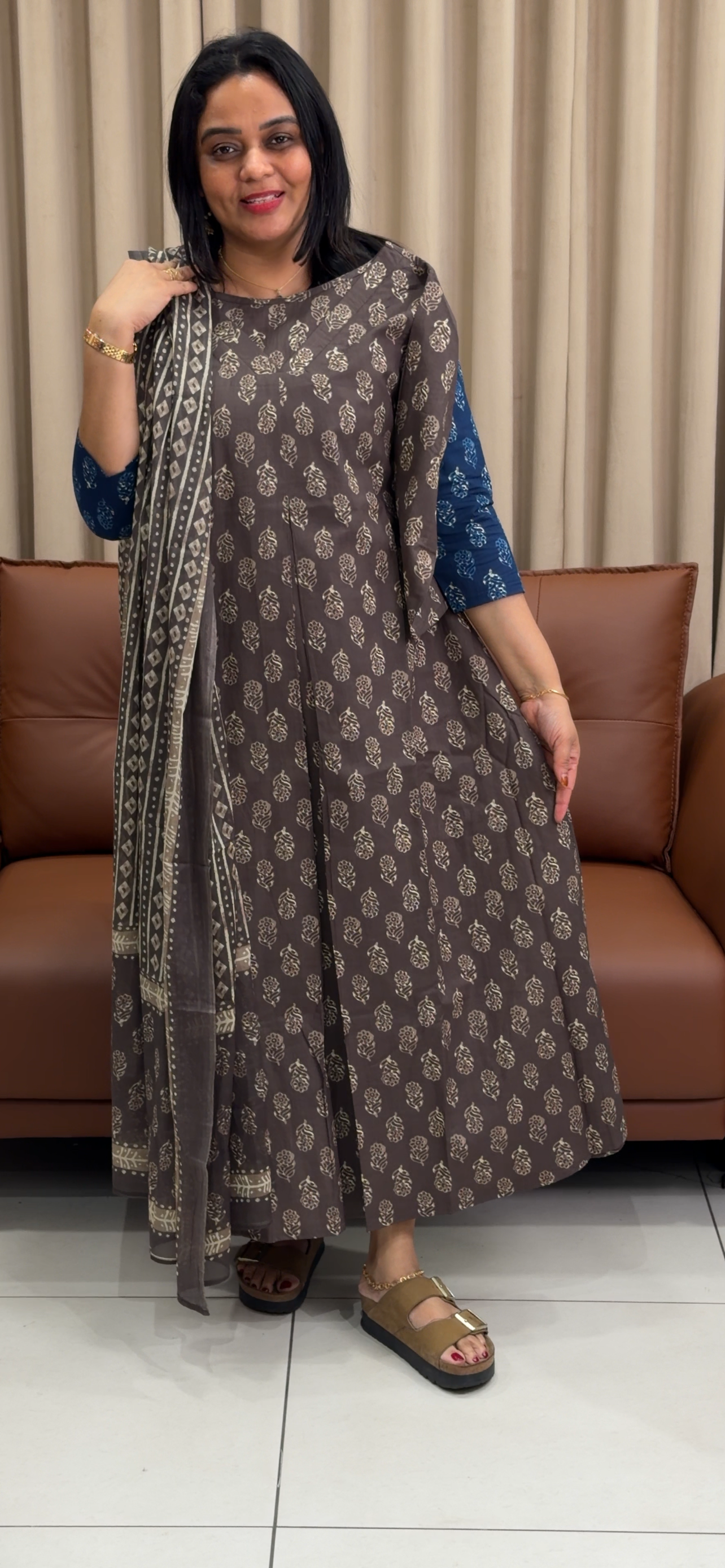 IHA'S IN-HOUSE COTTON LONG ALINE TOPS AND DUPATTA - IHA 33614