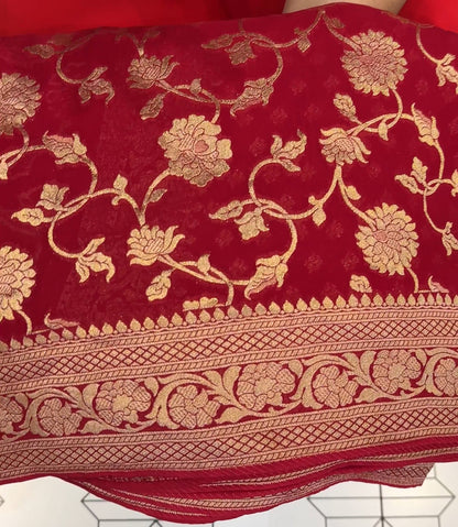 GEORGETTE BANARASI SAREES - IHA 18808