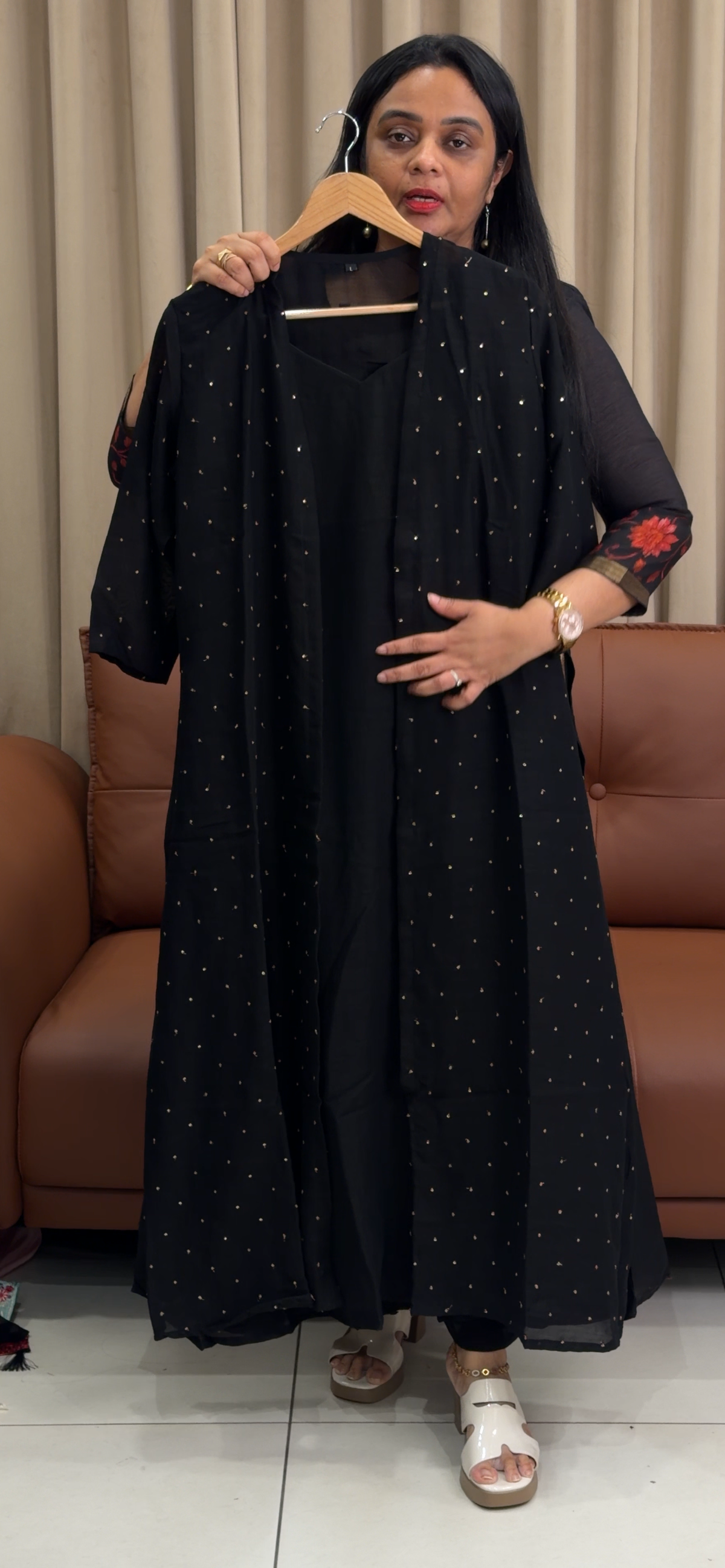 SEMI RAW SILK ALINE TOP AND JACKET - IHA 35455