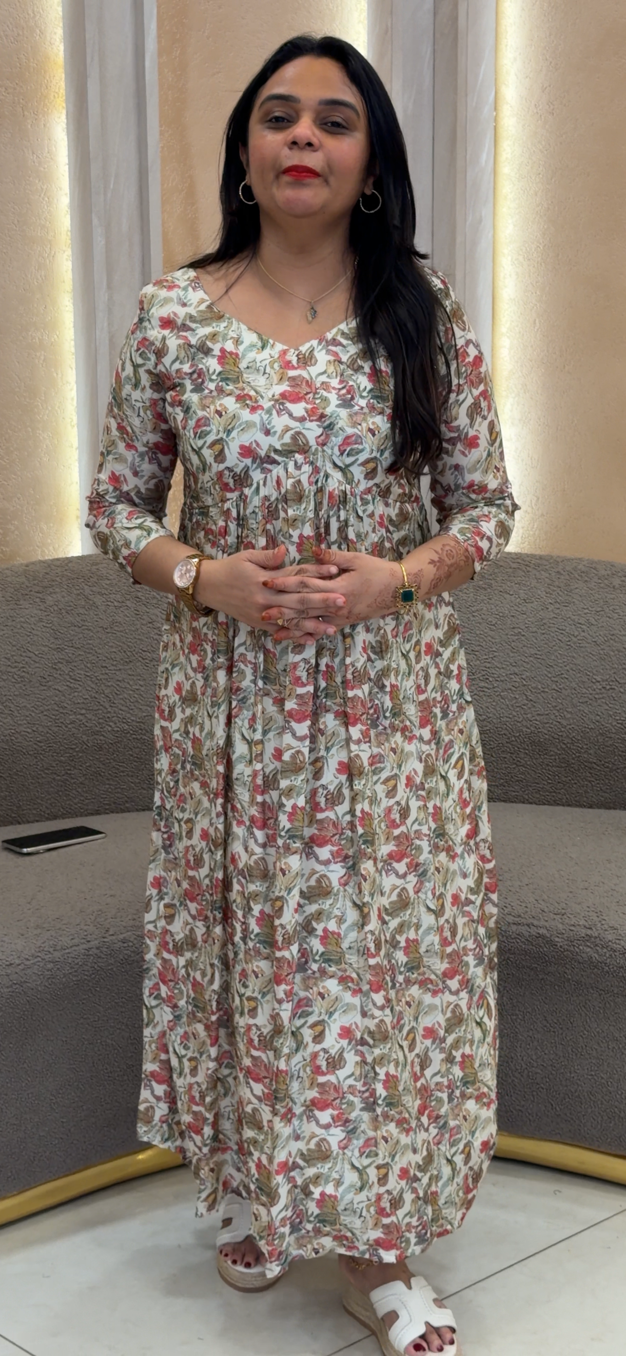 MUSLIN PRINTED LONG TOPS - IHA 33323