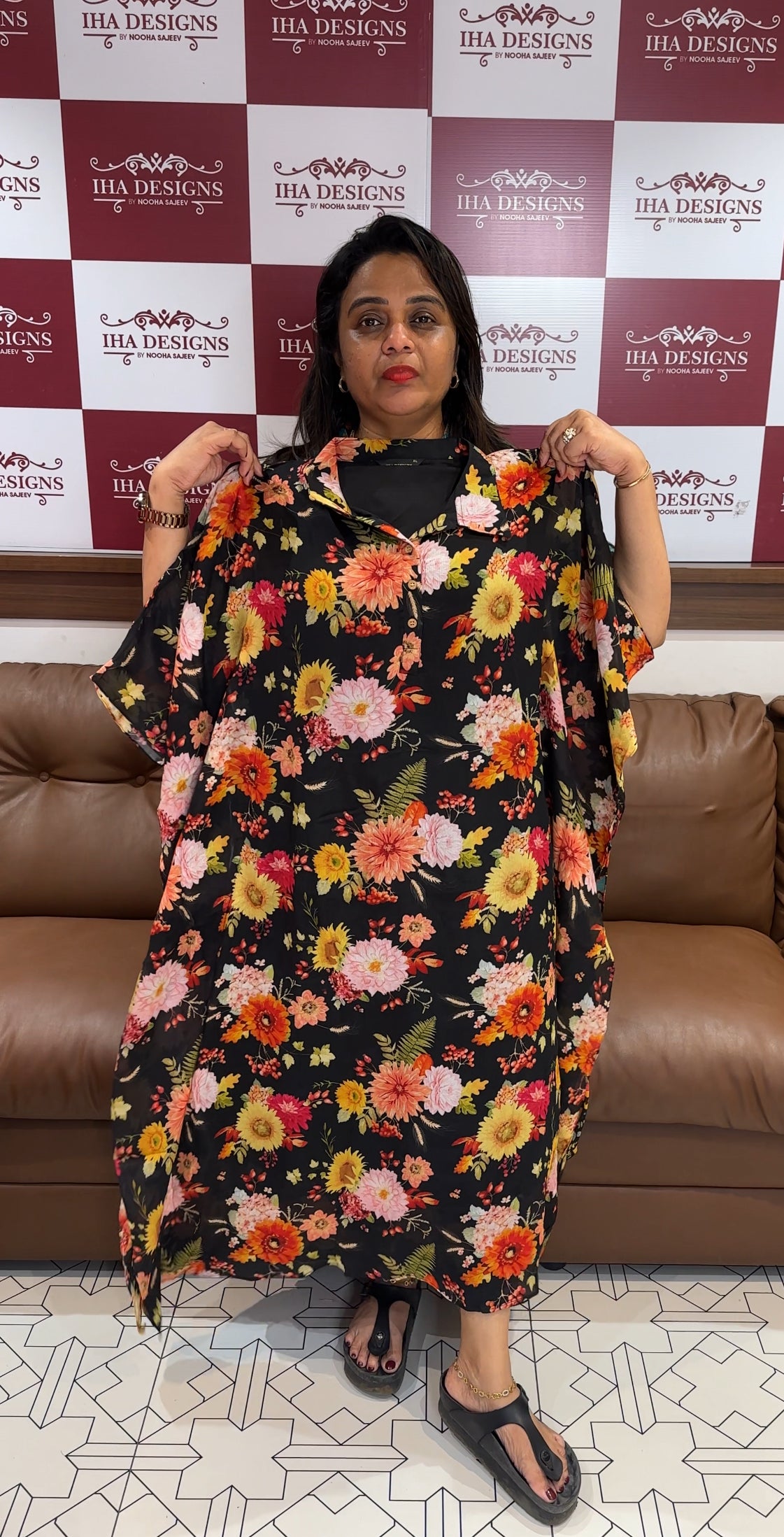 IHA'S IN-HOUSE PLATINUM CHIFFON KAFTAN TOPS - IHA 25470