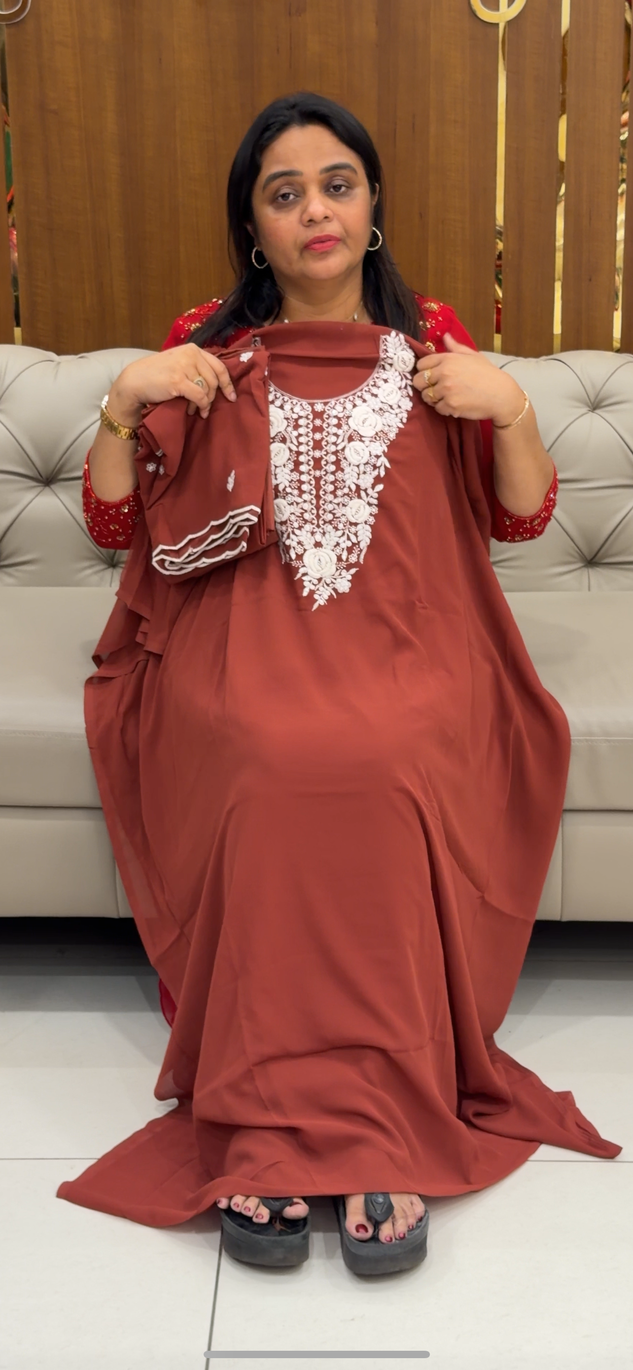 FAUX GEORGETTE LUCKNOWI UNSTITCHED SALWAR SUITS - IHA 28764