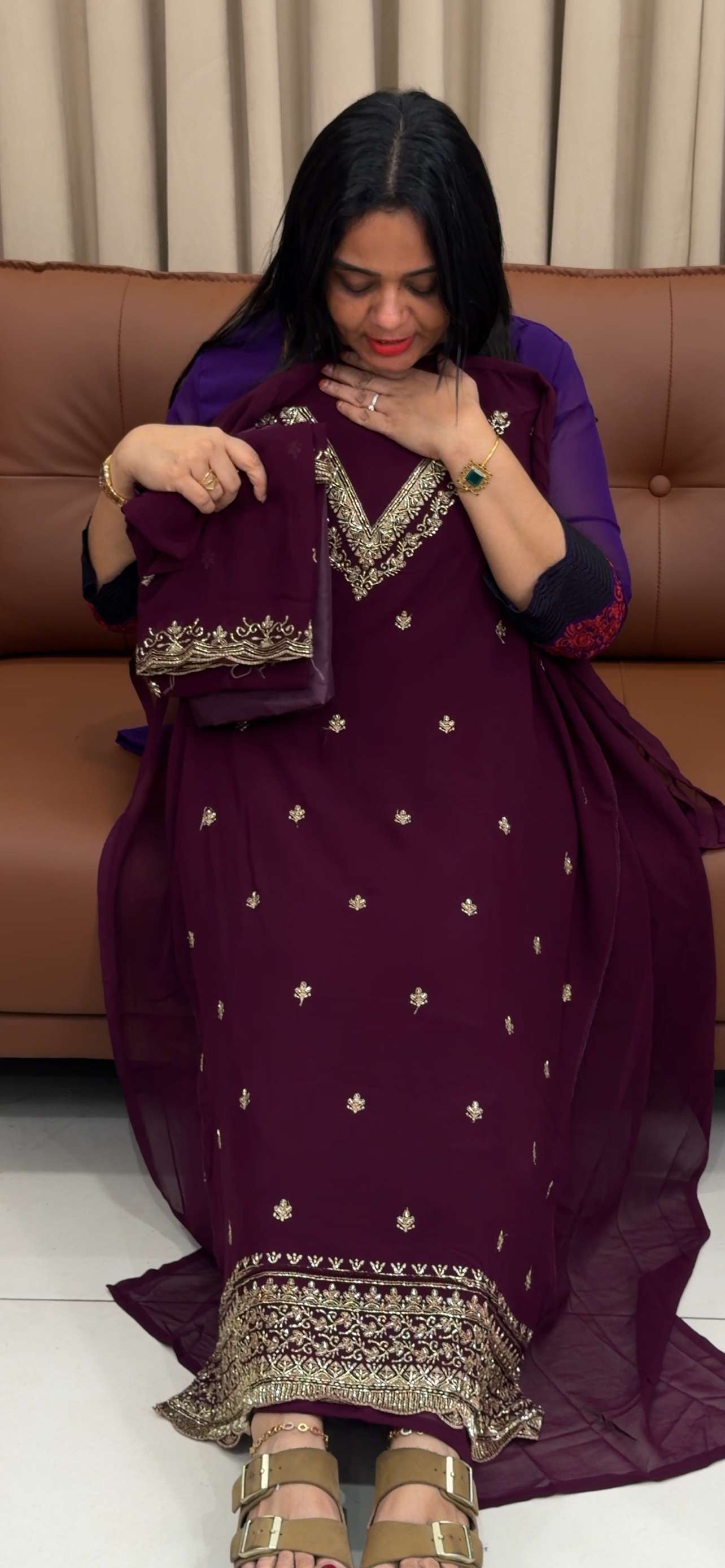 FAUX GEORGETTE UNSTITCHED SALWRA SUITS - IHA 33669