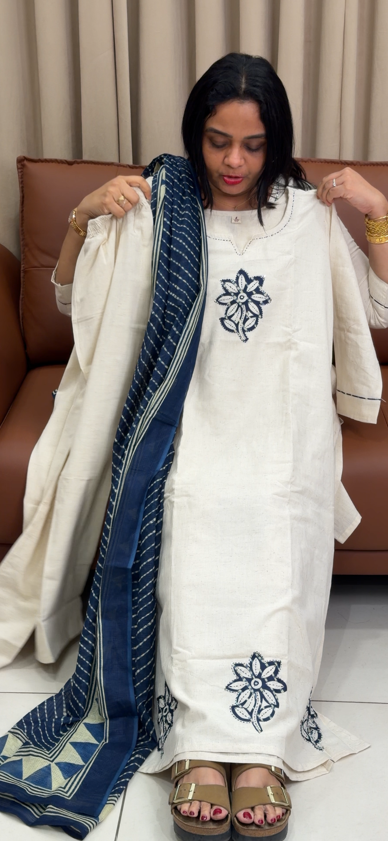 SLUB COTTON TOP, BOTTOM AND DUPATTA - IHA 33750