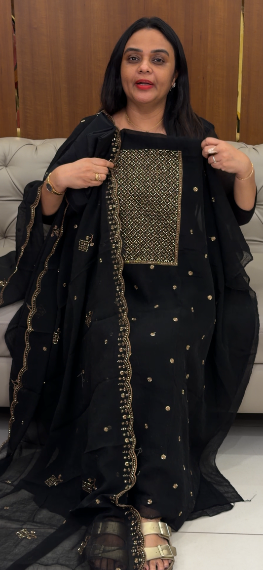 HAND WORKED UNSTITCHED SLAWAR SUITS - IHA 32828