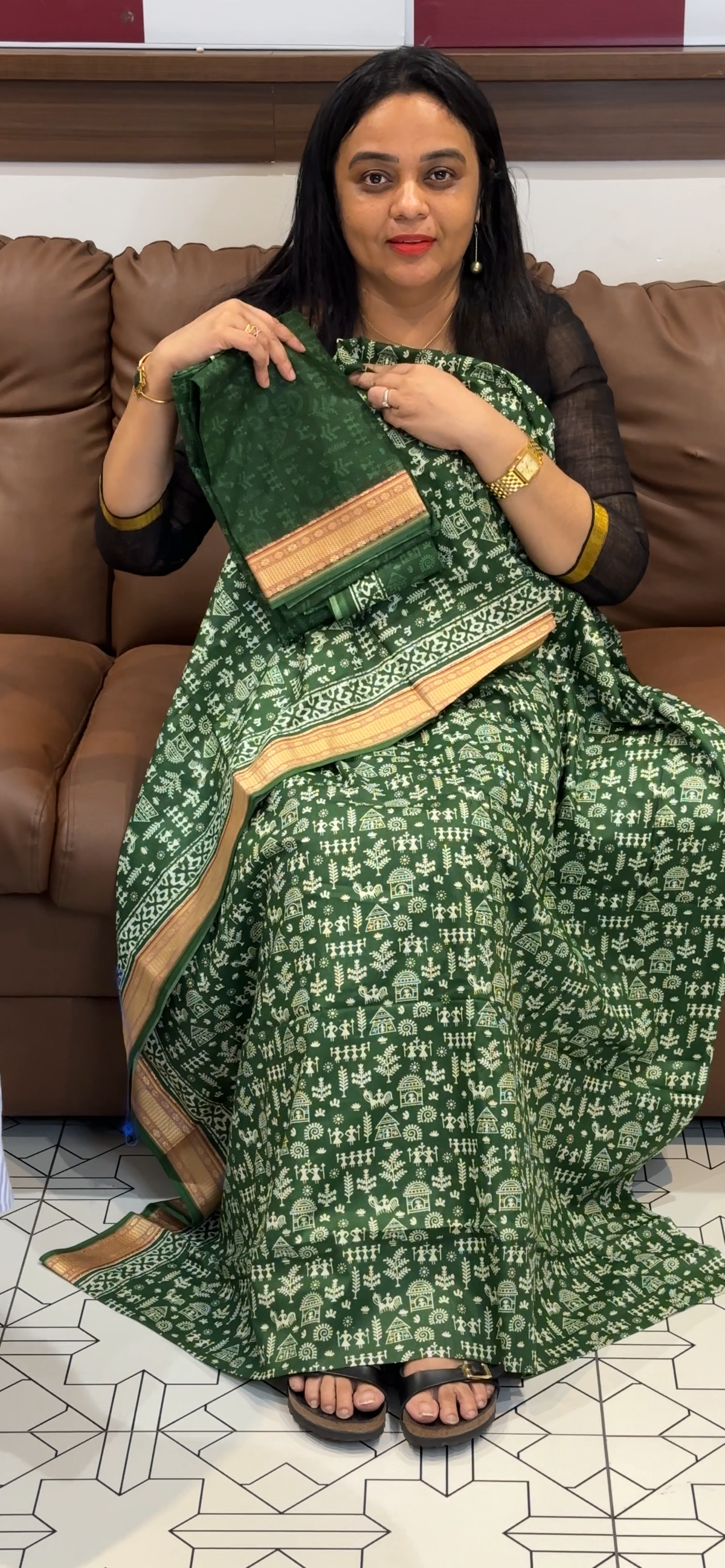 MAHESWARI SILK PRINTED UNSTITCHED SALWAR SUITS - IHA 35486