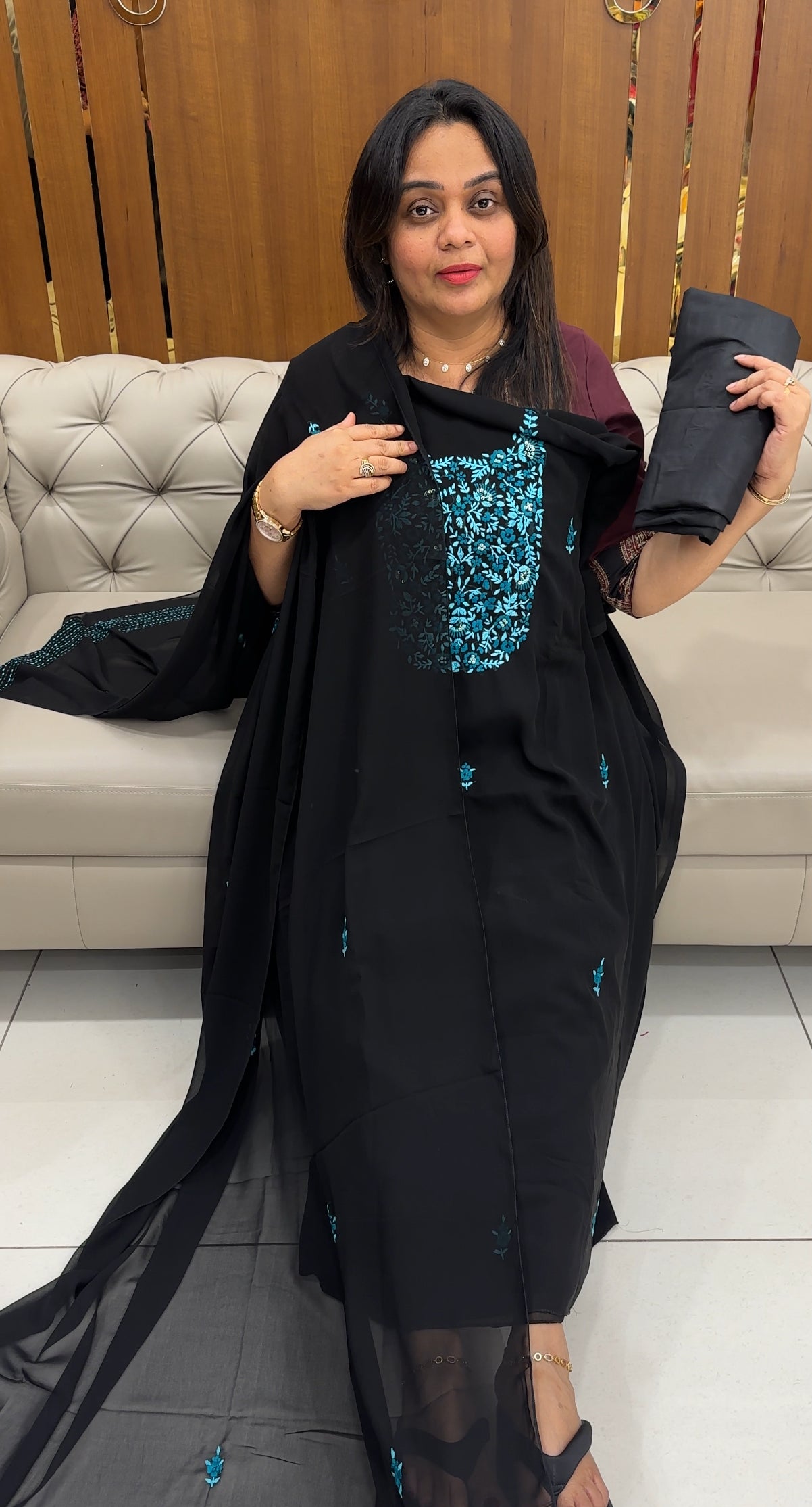 FORWARD FAUX GEORGETTE UNSTITCHED SALWARSUITS - IHA 31280