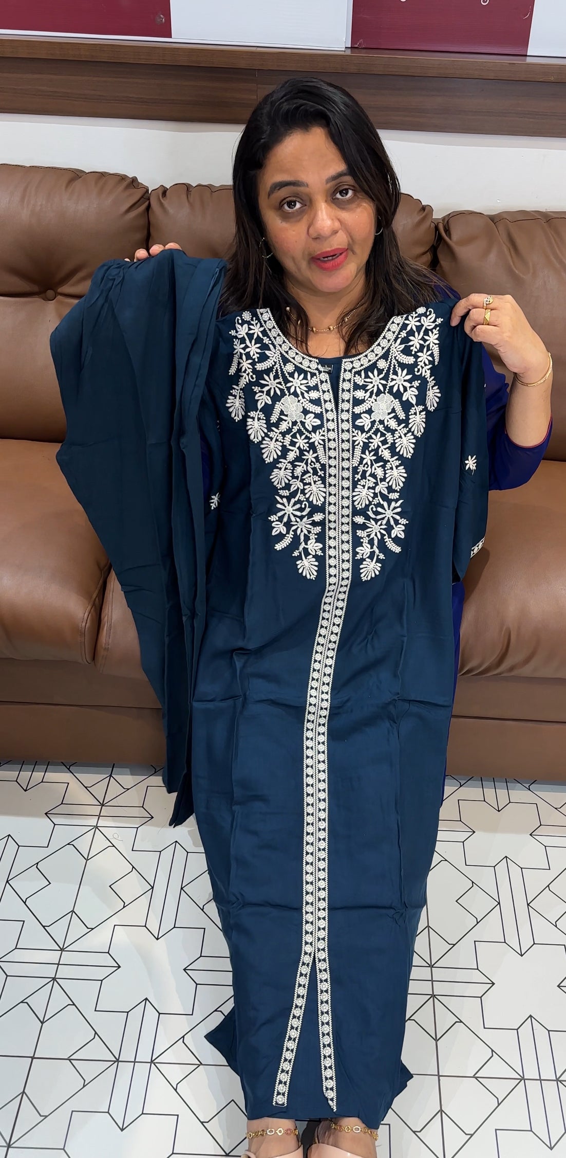 LUCKNOWI CHIKANKARI TOP AND BOTTOM - IHA 27876