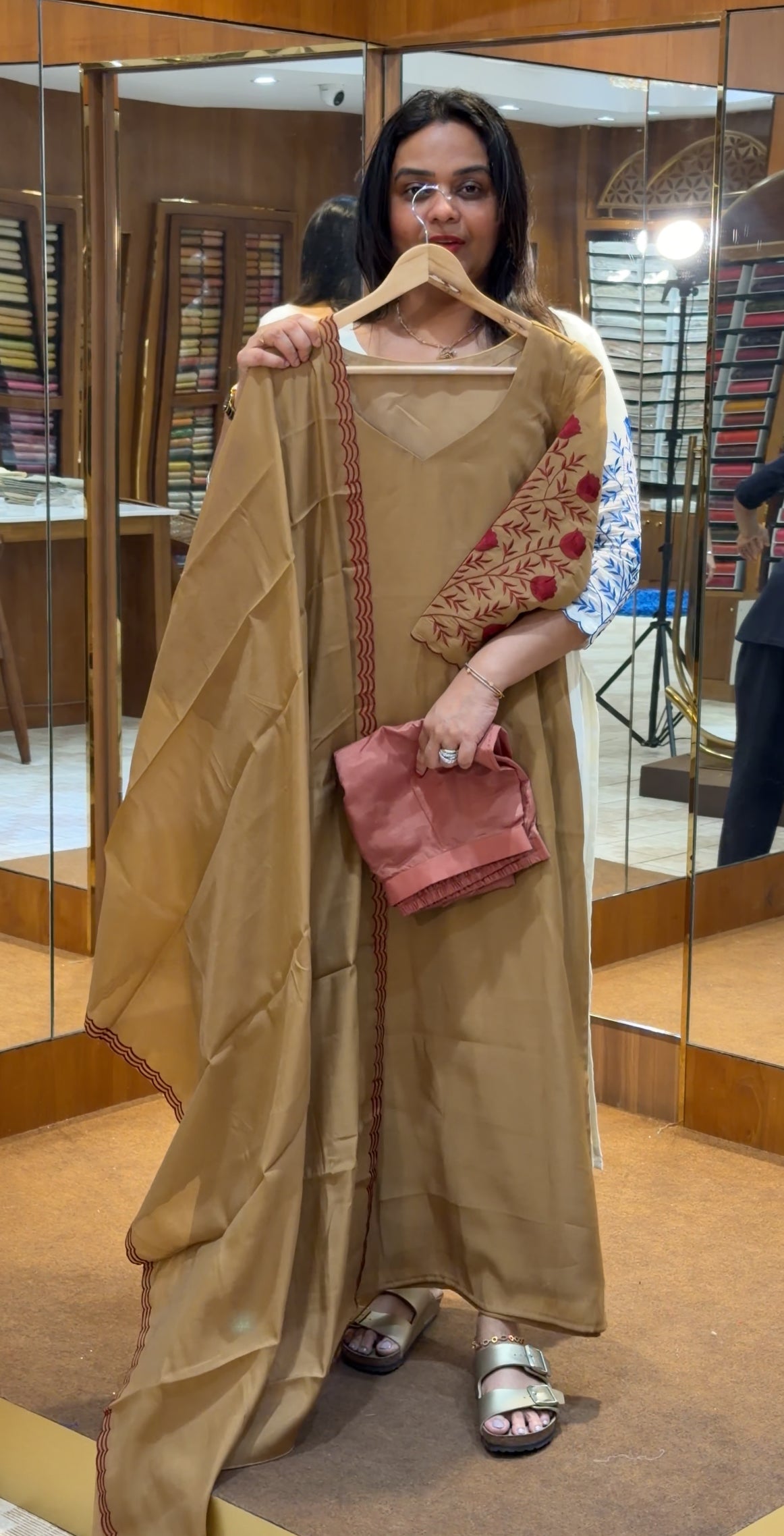 IHA'S IN-HOUSE MALAI CHANDERI TOP ,BOTTOM AND DUPATTA - IHA 32510
