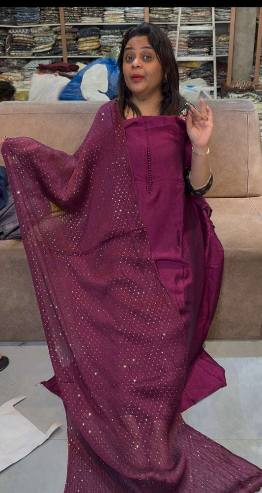 SEMI RAW SILK UNSTITCHED SALWAR SUITS - IHA 25258