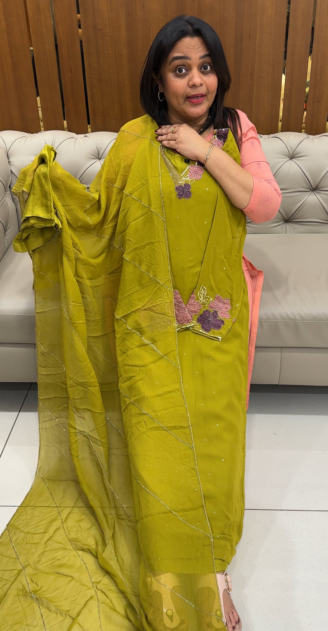 VISCOSE GEORGETTE TOP, BOTTOM AND DUPATTA  - IHA 27067
