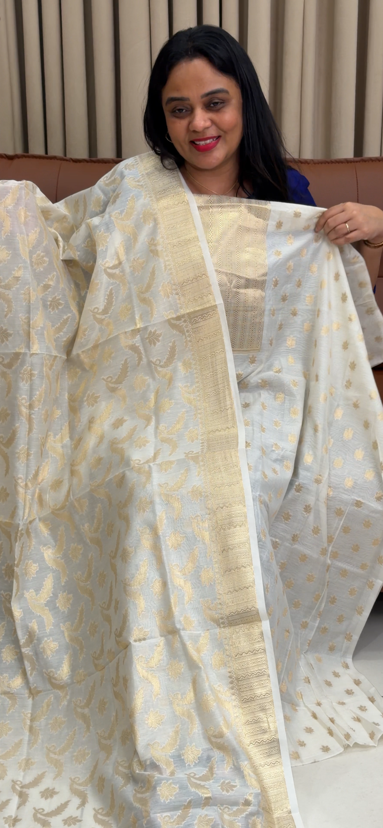 MALAI CHANDERI UNSTITCHED SALWAR SUITS - IHA 34450