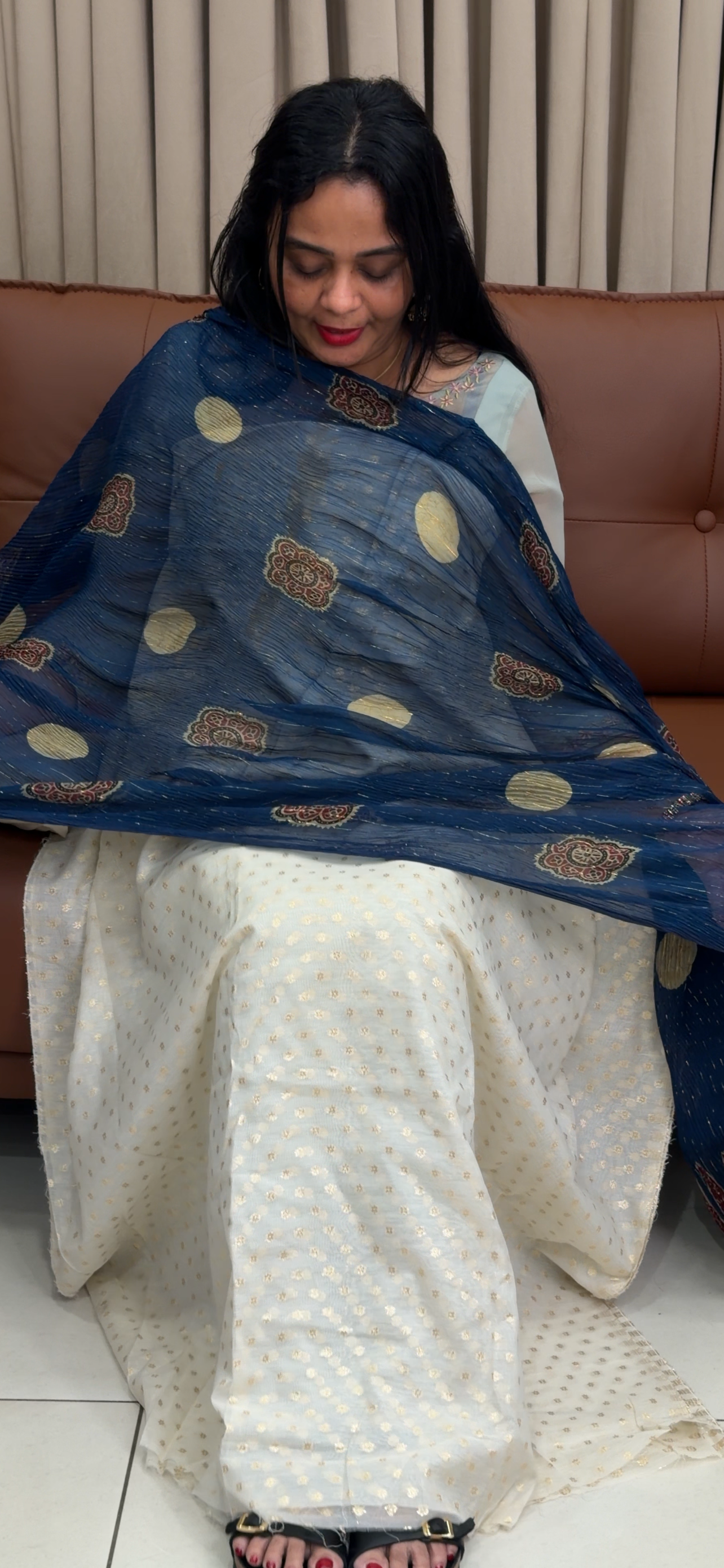 MUL CHANDERI UNSTITCHED SALWAR SUITS - IHA 34515